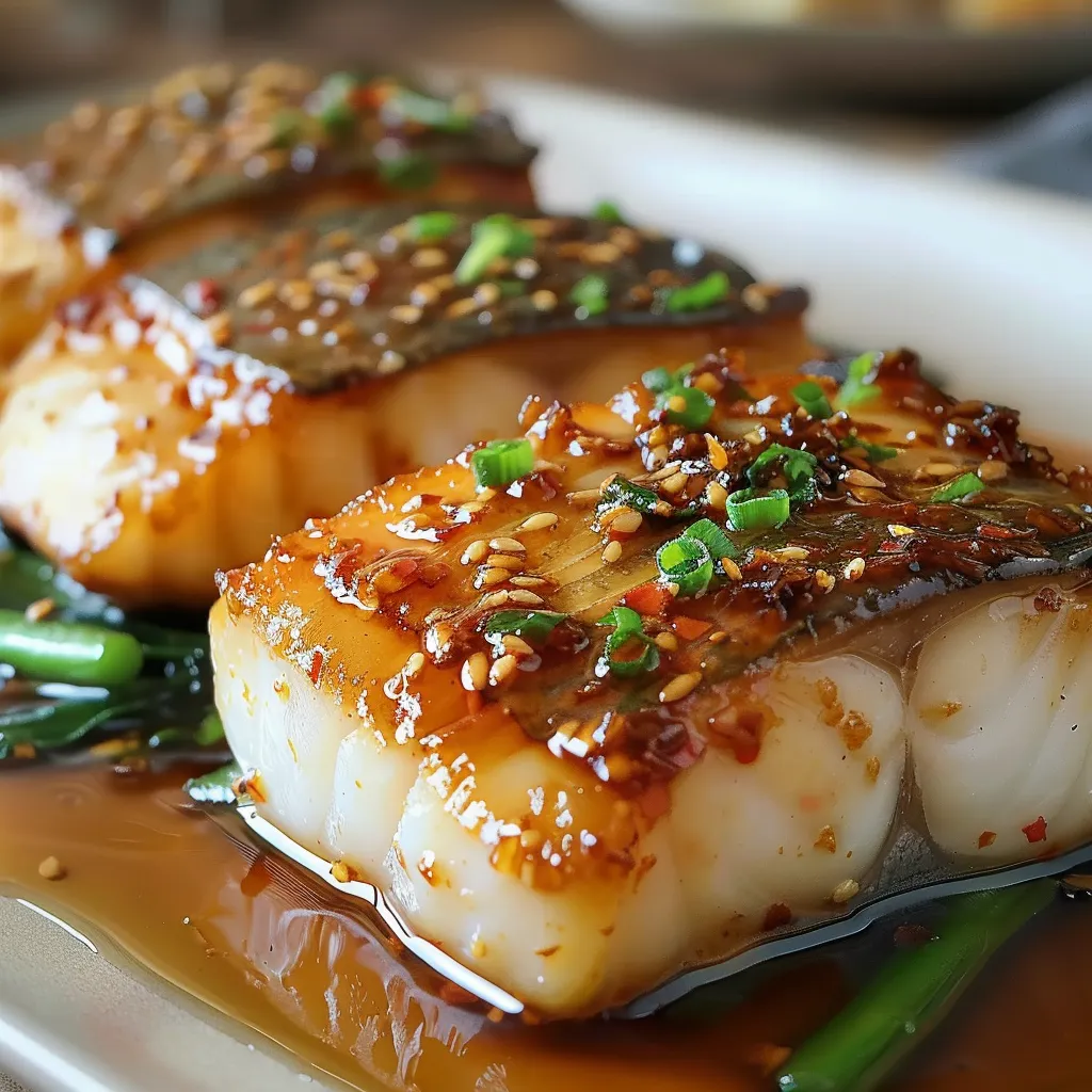 Flaky cod with a rich ginger soy glaze, a delicious and healthy meal option.