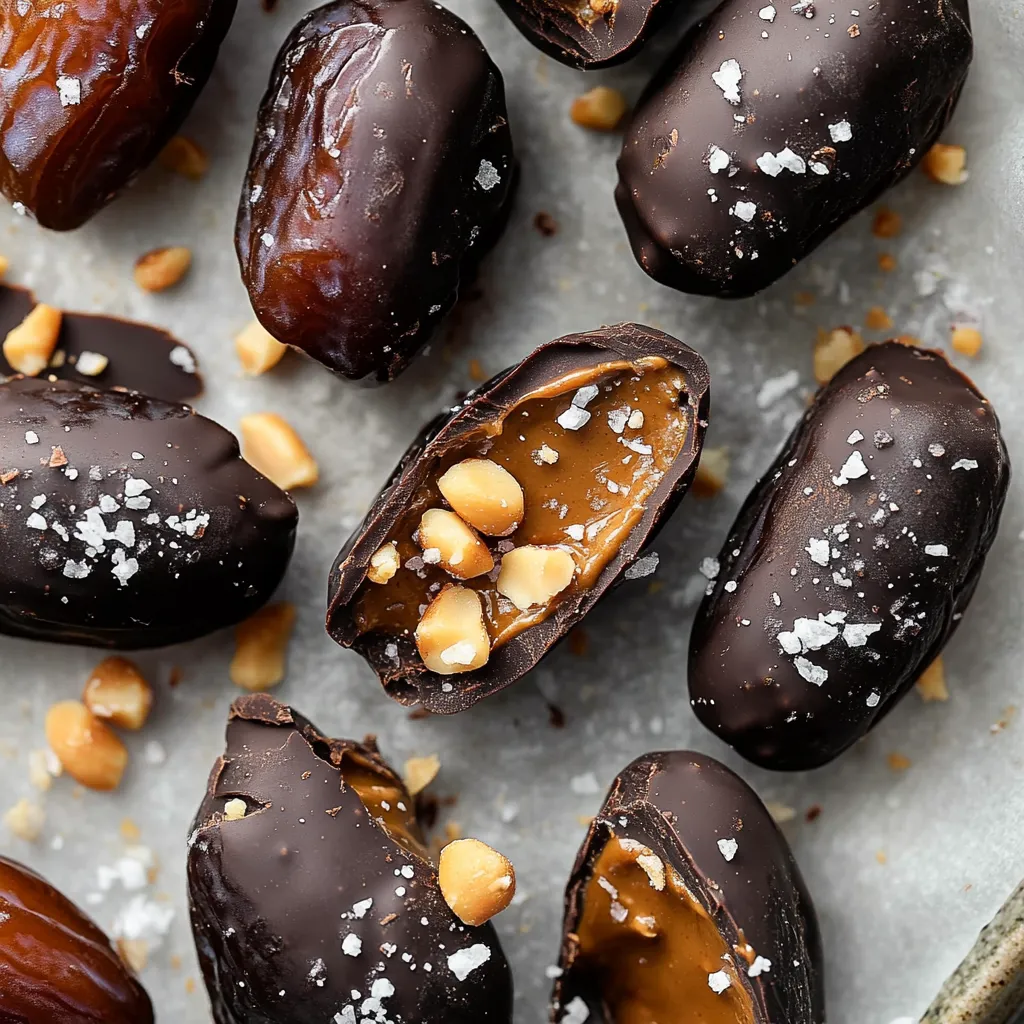 chocolate and peanut butter stuffed dates