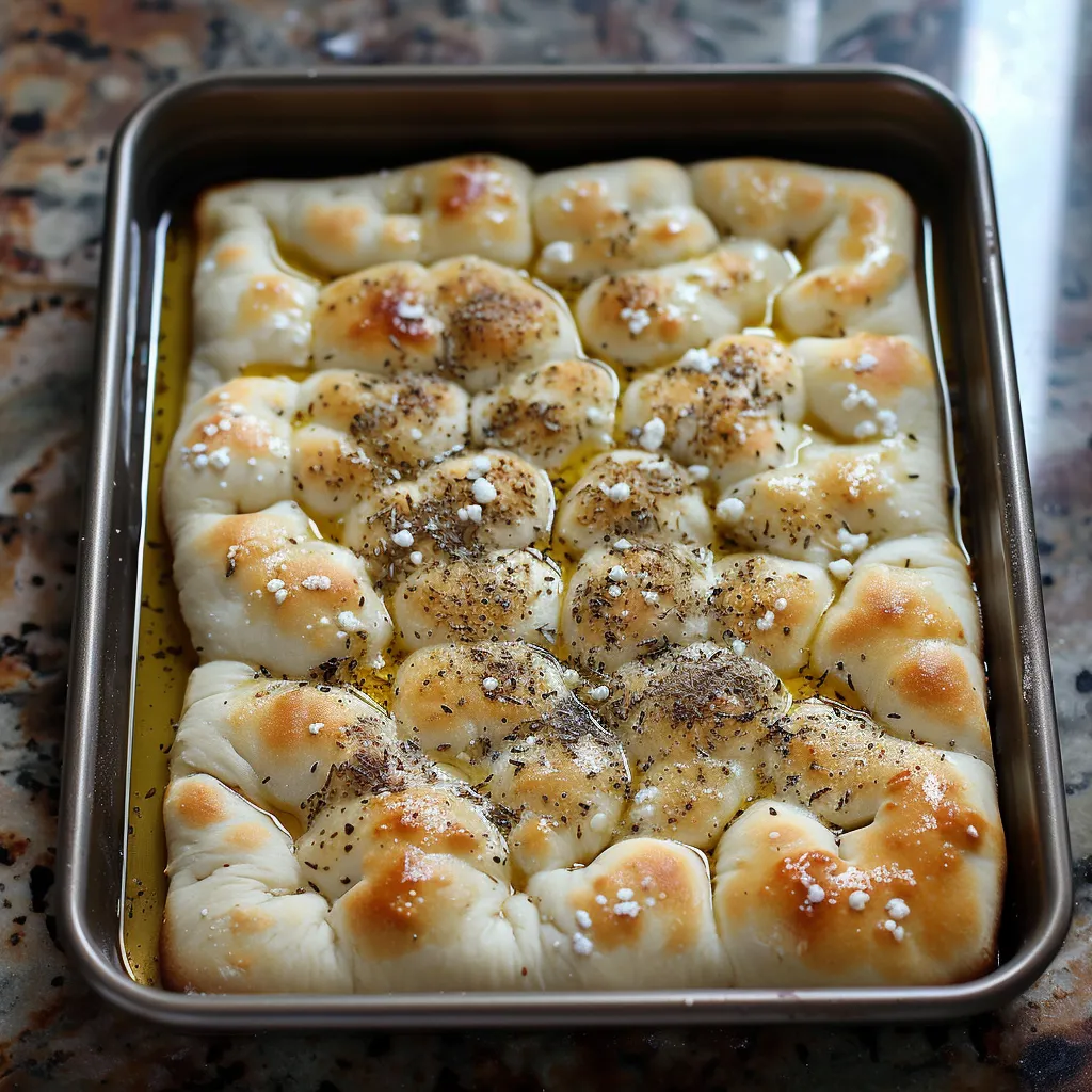 Crispy and airy sourdough discard focaccia, a perfect way to use starter leftovers.