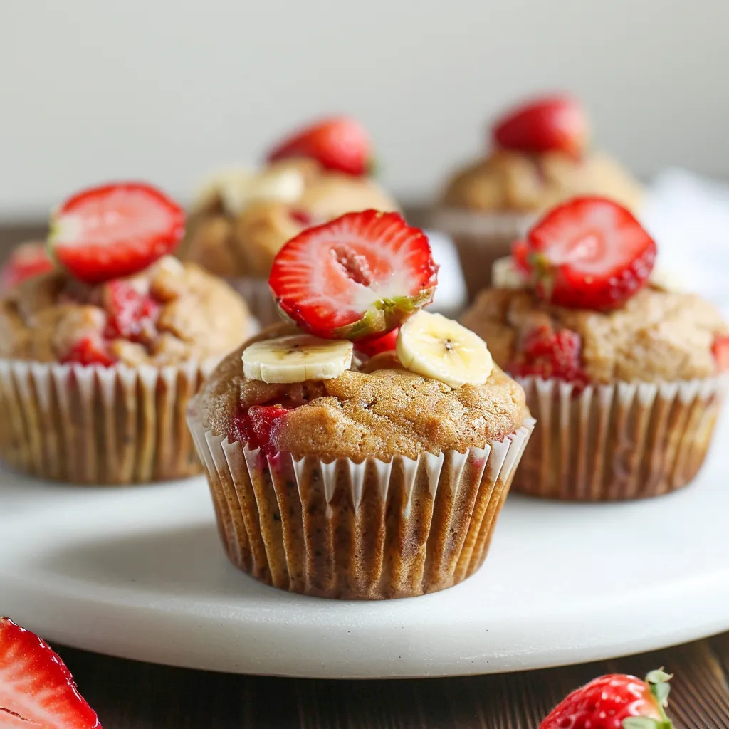 Healthy Strawberry Banana Yogurt Muffins