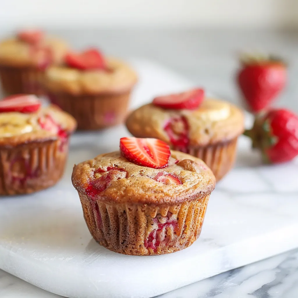 Delicious yogurt muffins with strawberries and bananas for a fruity twist.