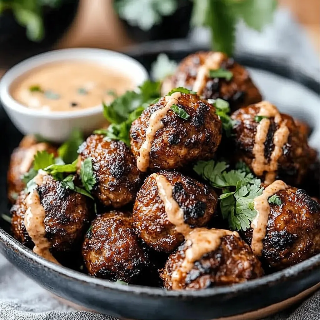 Delicious Korean BBQ Meatballs with Spicy Mayo Dip