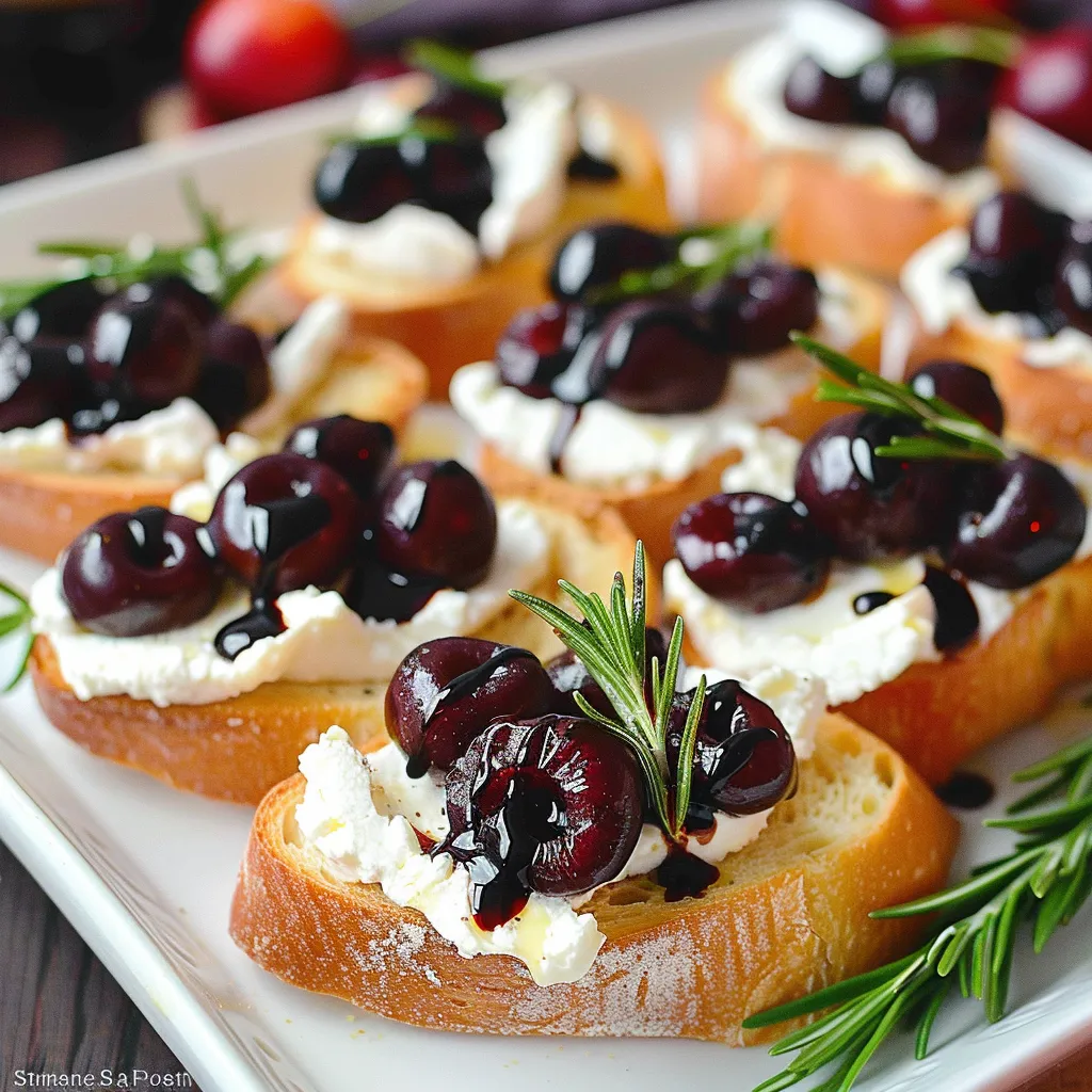 Roasted Cherry Goat Cheese Crostini