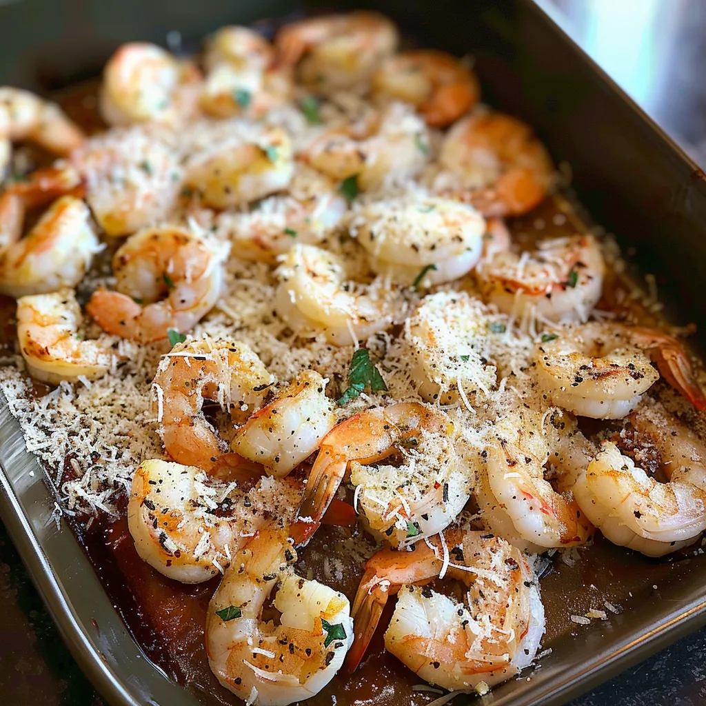 Savory garlic Parmesan roasted shrimp, a quick and flavorful appetizer or main dish.