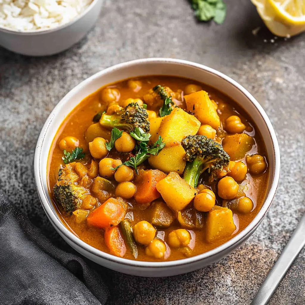 A bowl of soup with vegetables and beans.