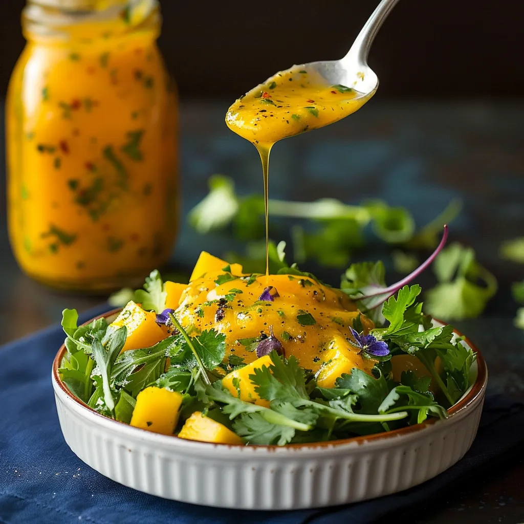 A bowl of salad with a spoon in it.