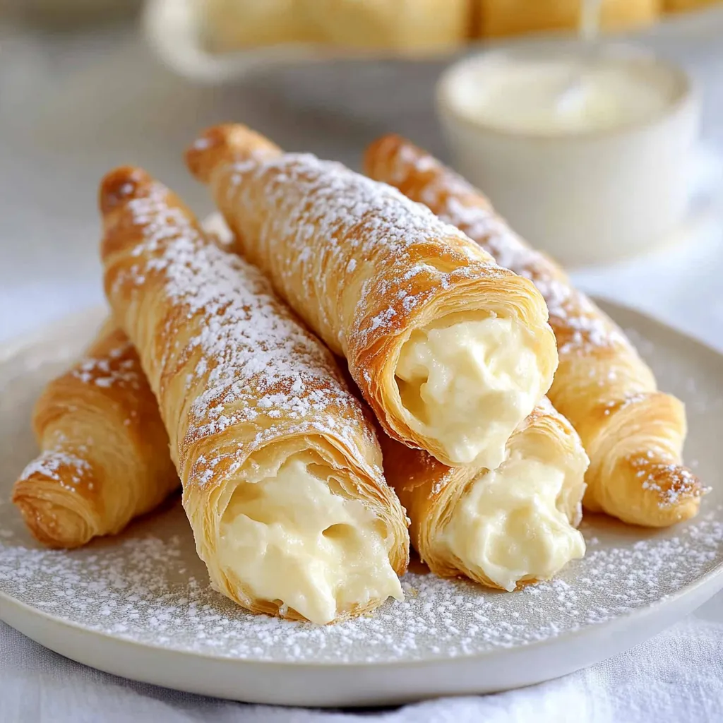 A plate with three pastries covered in powdered sugar.