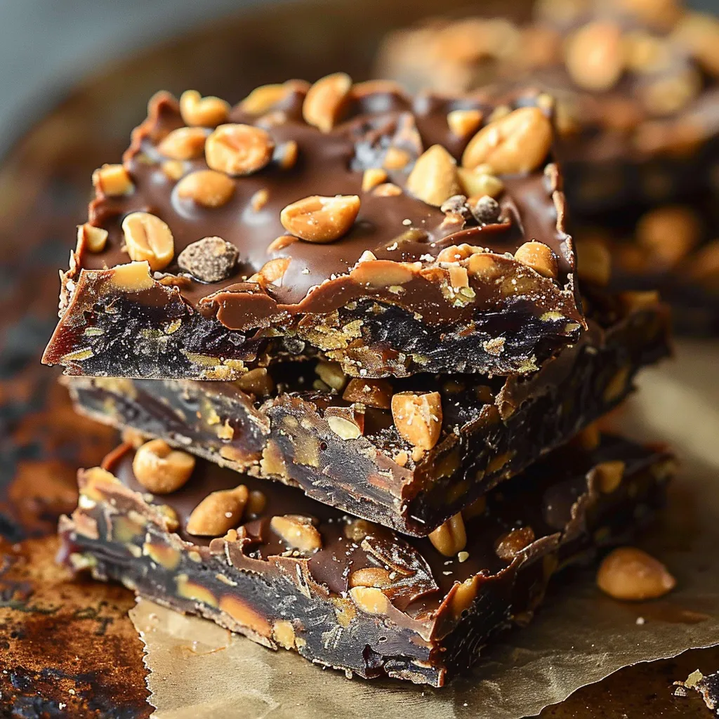 A delicious chocolate dessert with peanuts and almonds, ready to be enjoyed.