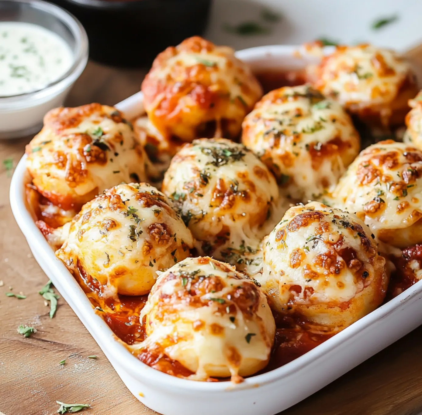 A white bowl filled with cheese stuffed shells.