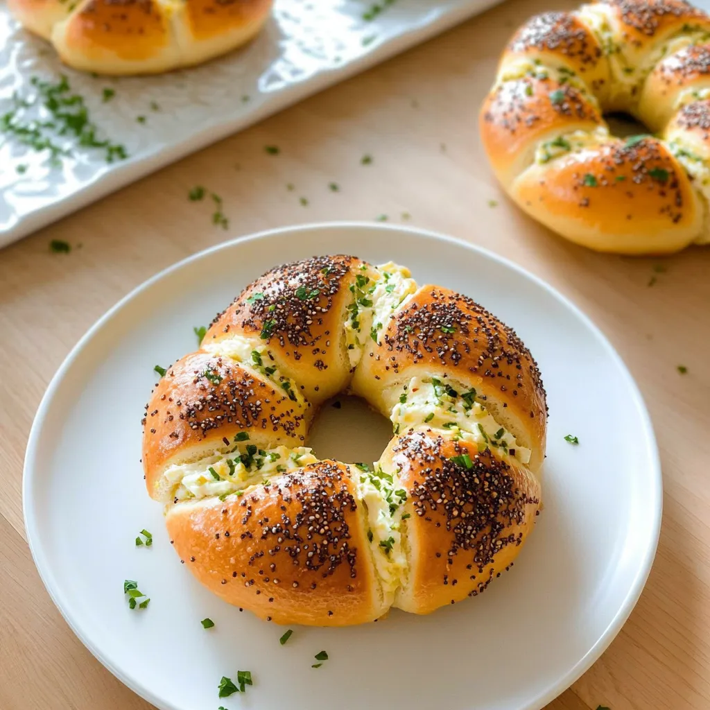 A plate with a bagel on it.