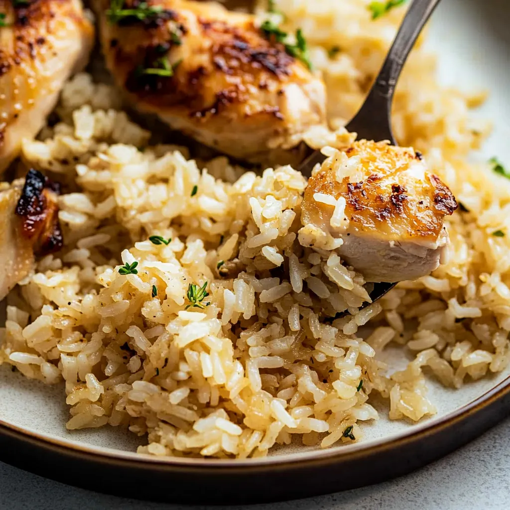 A plate of rice and chicken.