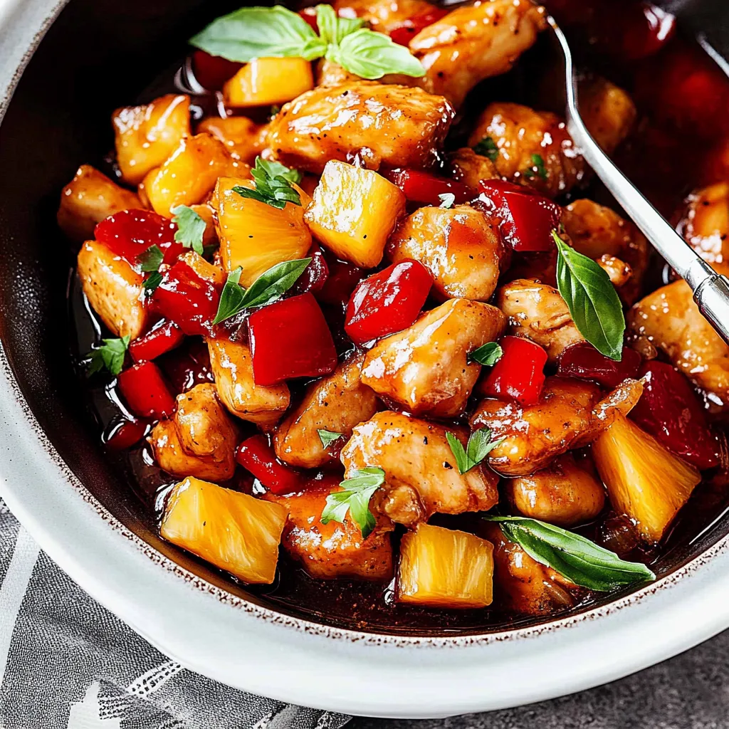 A bowl of chicken and vegetables.