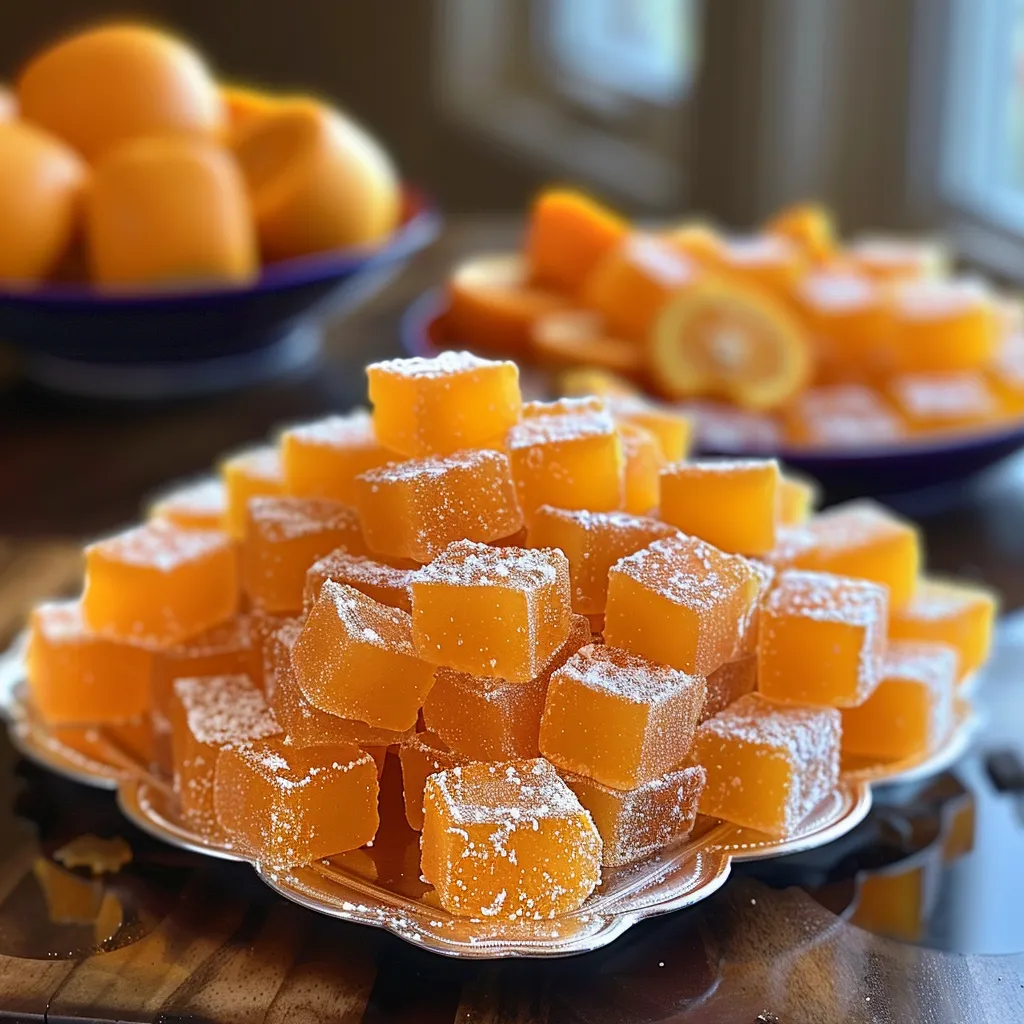 A plate of orange candies.