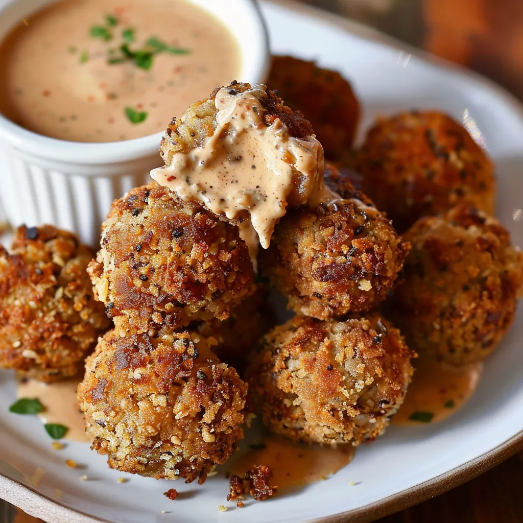 A plate of food with a dipping sauce.