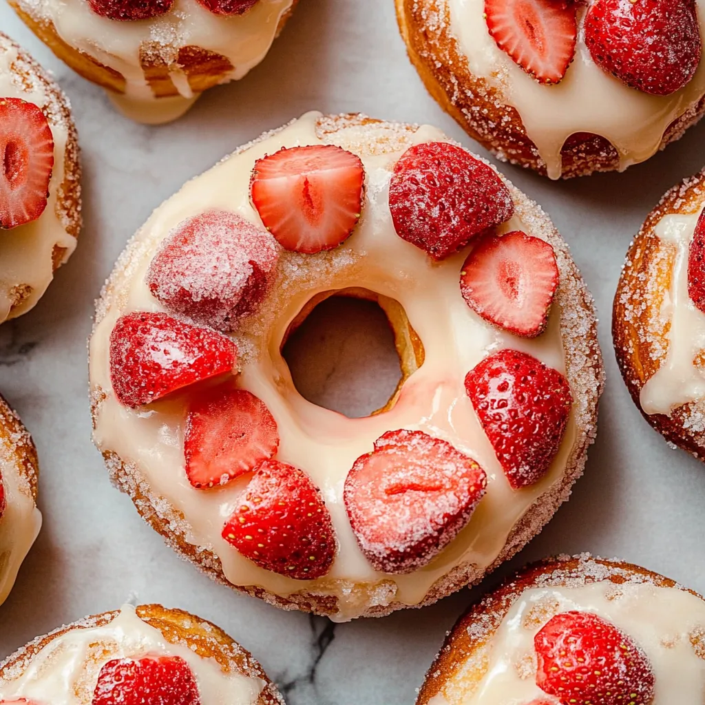 A donut with strawberries on top.