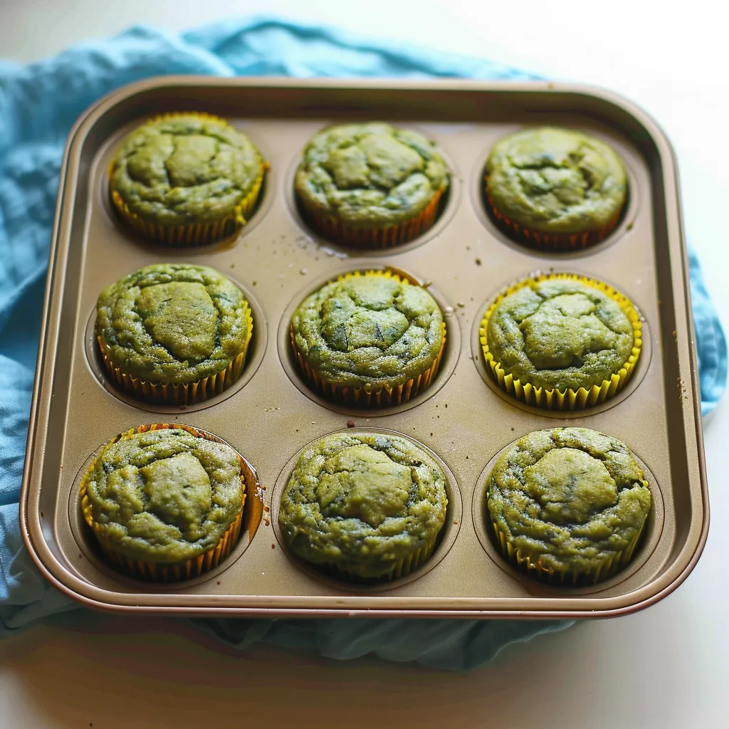 A tray of green muffins.