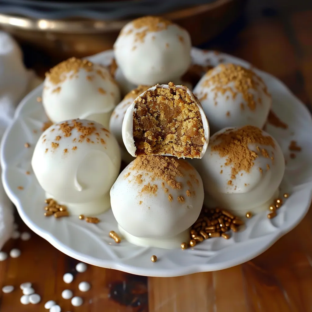 A plate of white balls with a brown topping.