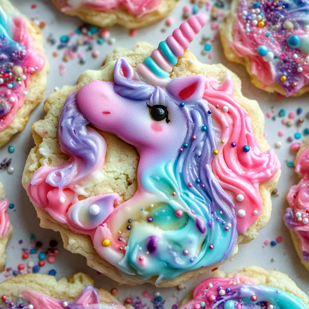 A cookie with a unicorn design on it.