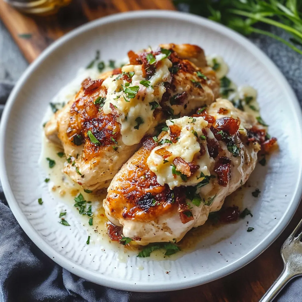 A plate of chicken with sauce.
