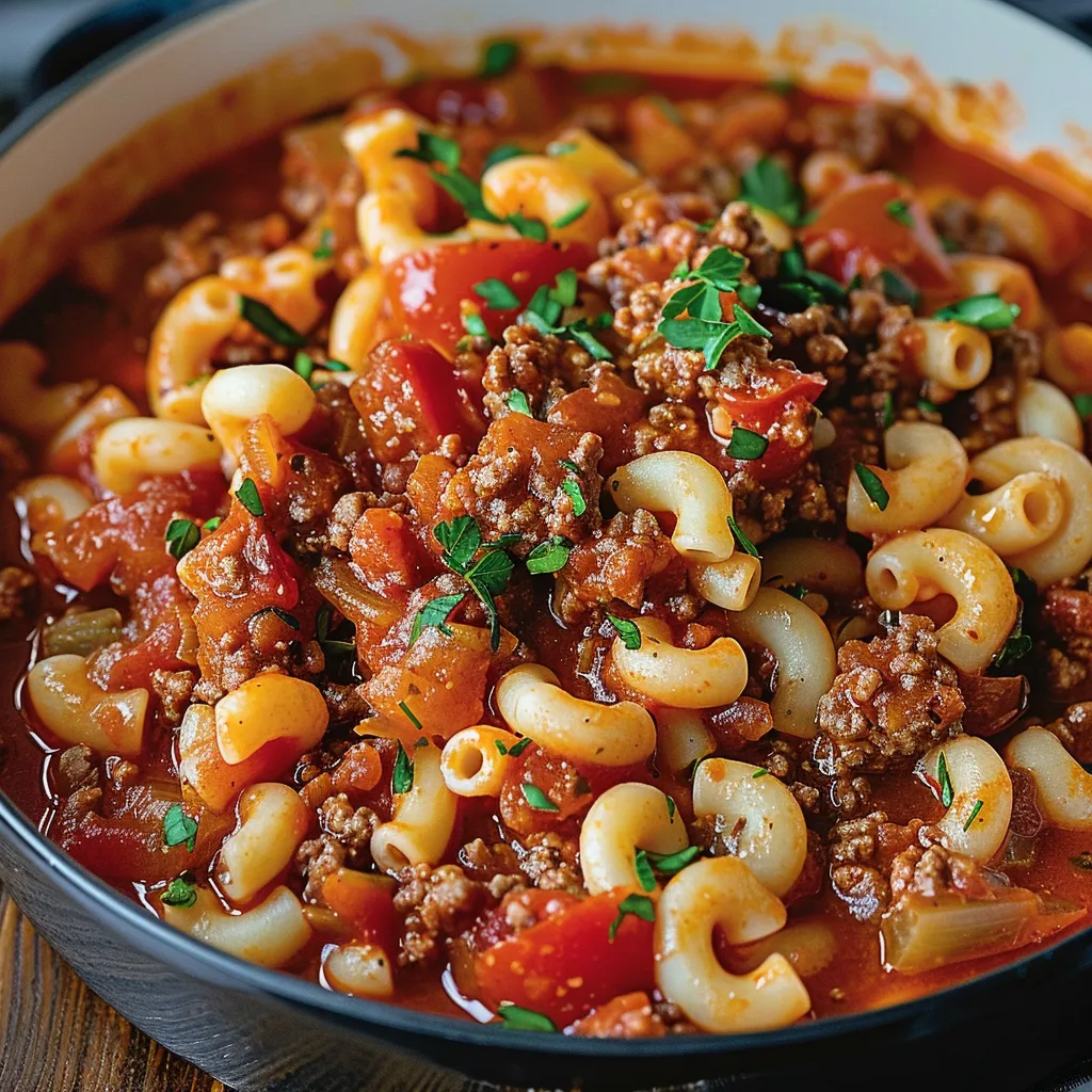 A bowl of pasta with meat and tomatoes.