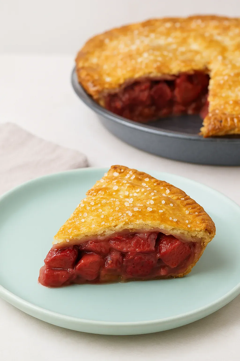 A slice of pie on a plate.