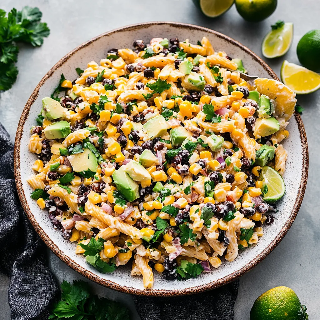 A bowl of food with limes and avocado.