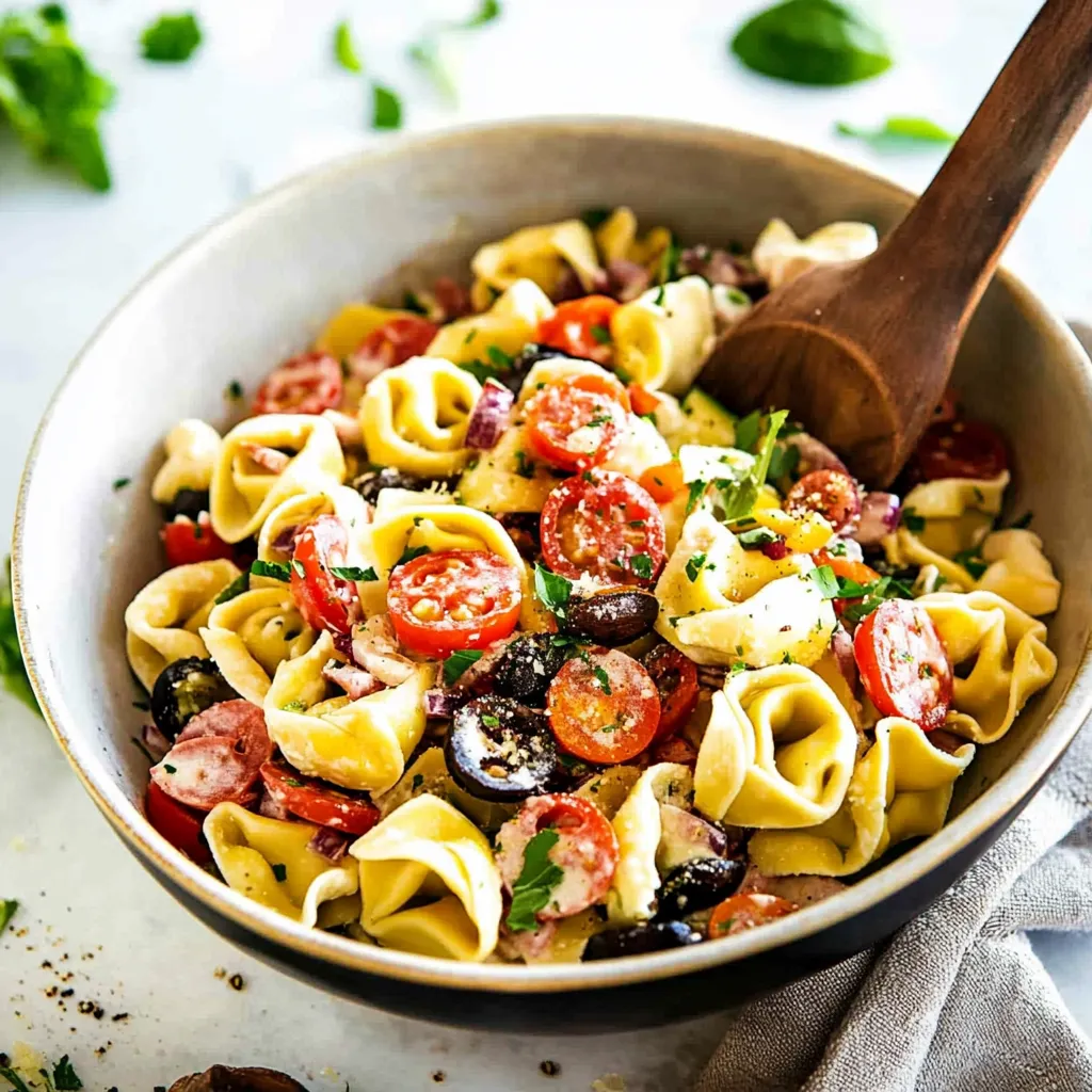 A bowl of pasta with tomatoes and olives.