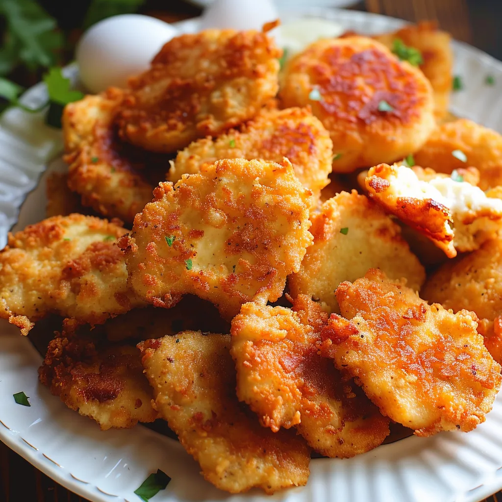 A plate of fried chicken with a fried egg on top.