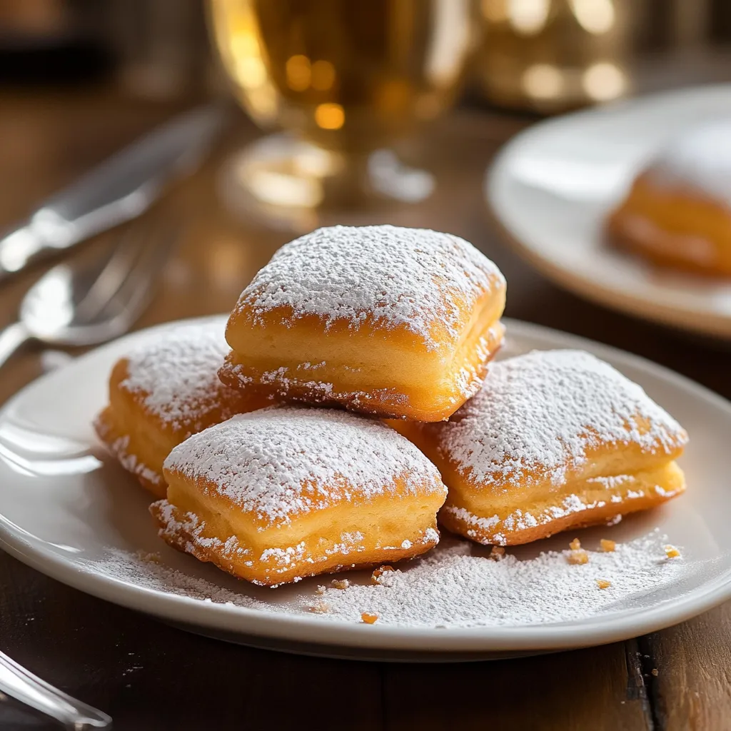 A plate of powdered donuts.