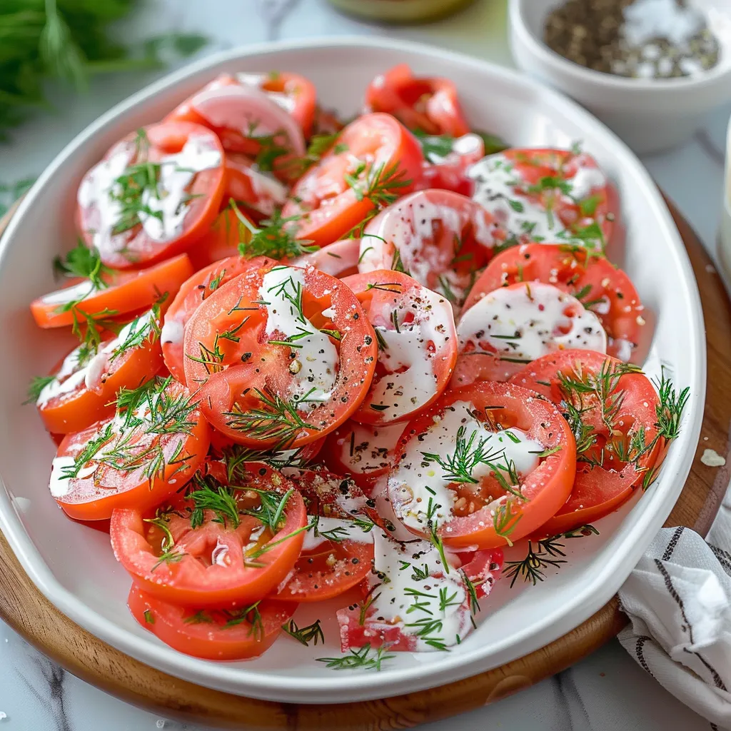A white plate with tomatoes and cheese.