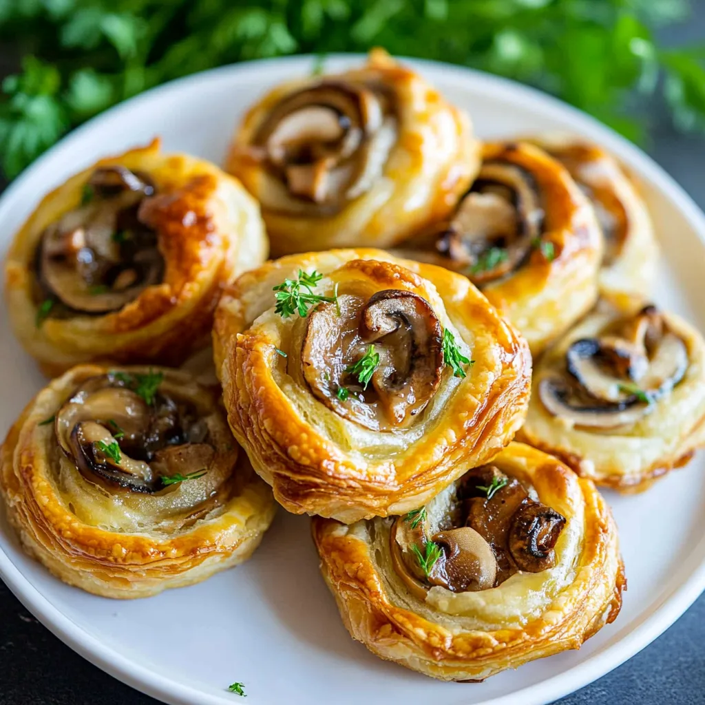 A plate of mushroom filled pastries.