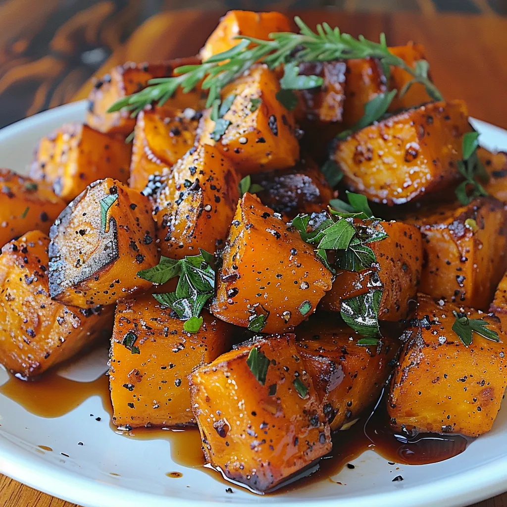 A plate of roasted sweet potatoes.