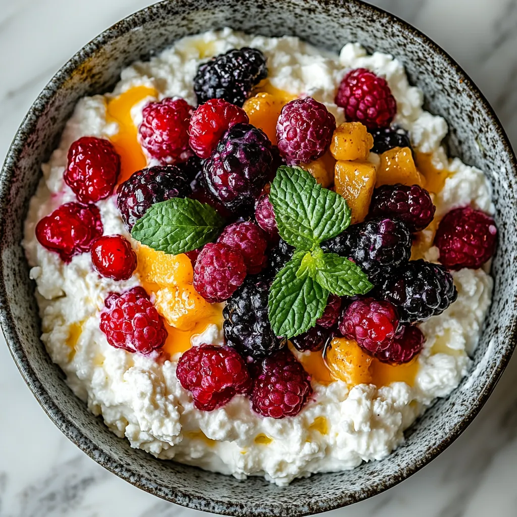 Bowl of fruit with raspberries, blackberries, and oranges.