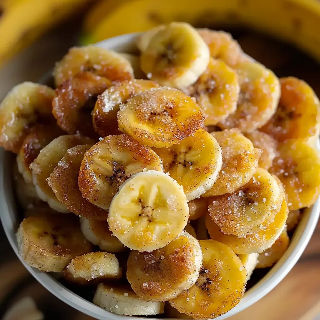 A bowl of bananas with sugar on top.