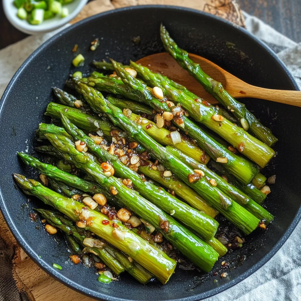 A black bowl filled with asparagus.