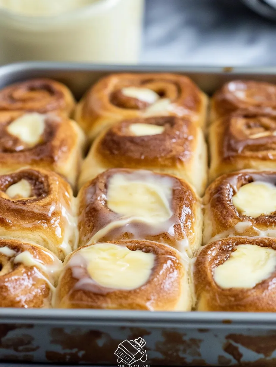 A pan of rolls with butter on top.