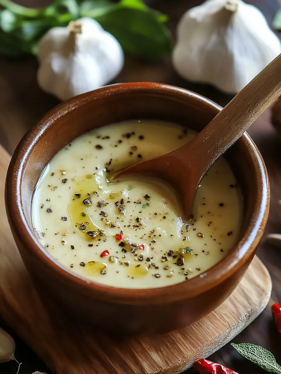 A bowl of soup with a spoon in it.