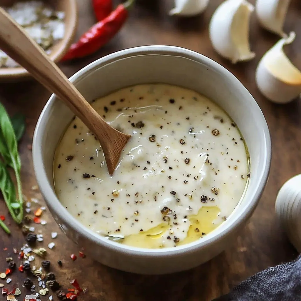 A bowl of soup with a spoon in it.