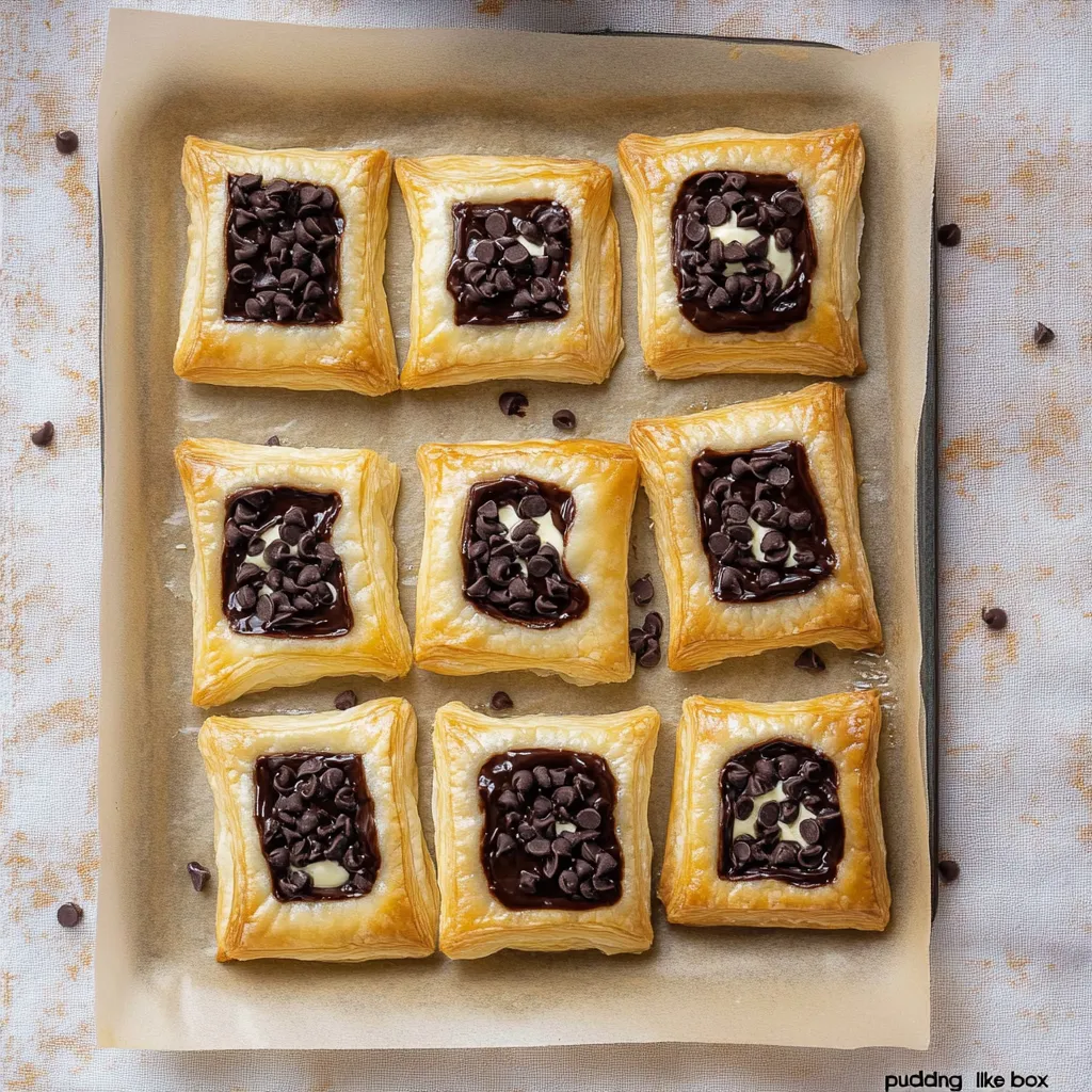A tray of chocolate and cream filled pastries.