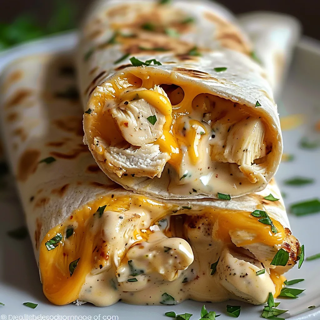 A plate of food with a wrap and cheese.