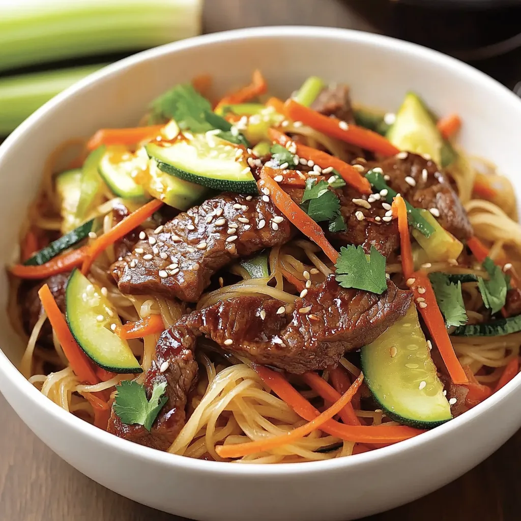 A bowl of noodles with meat and vegetables.
