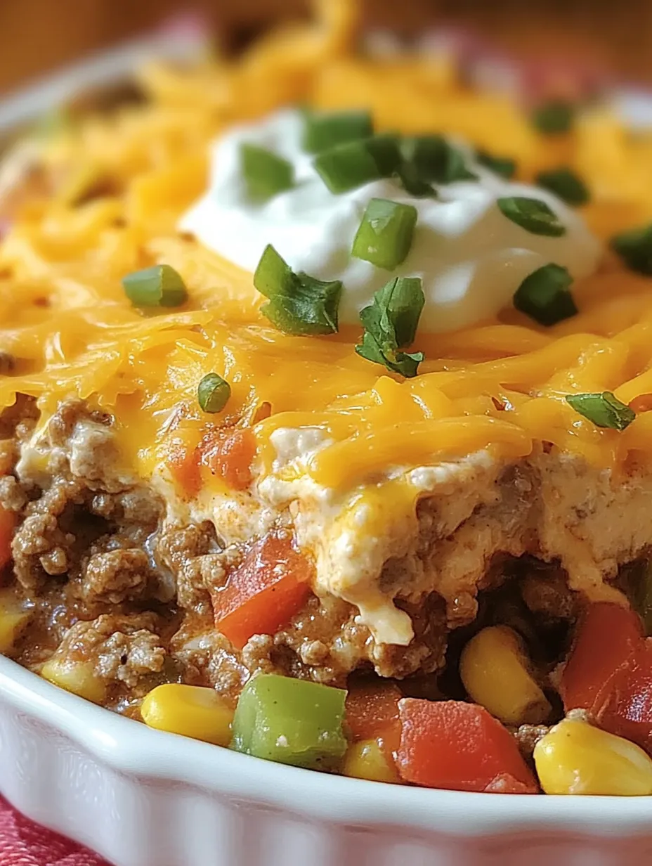 A bowl of food with a white sauce on top.