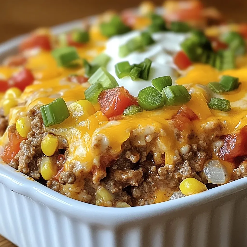 A white bowl with a casserole in it.