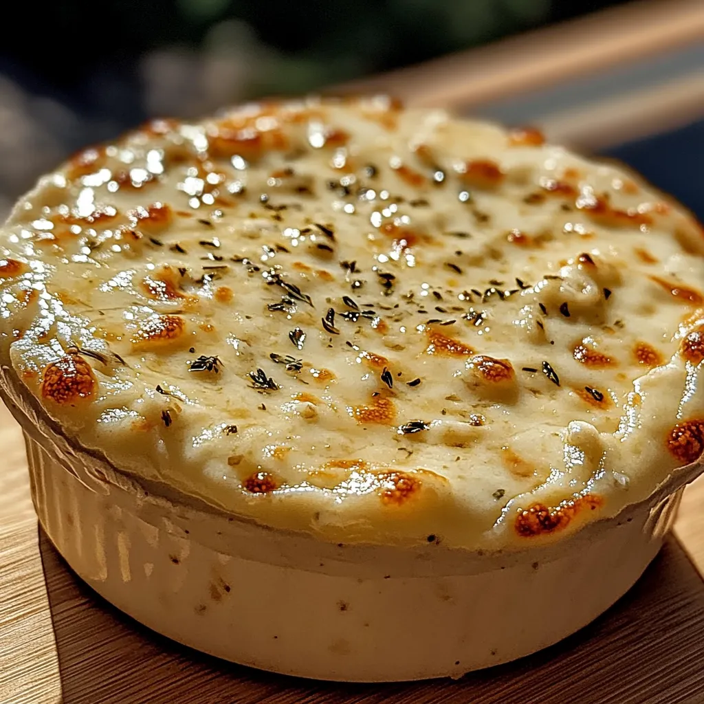 A white bowl of food with a golden crust.