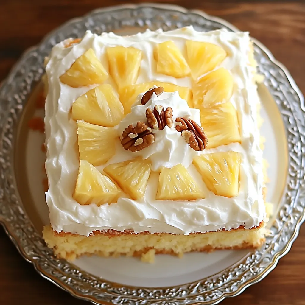 A slice of pineapple cake on a plate.