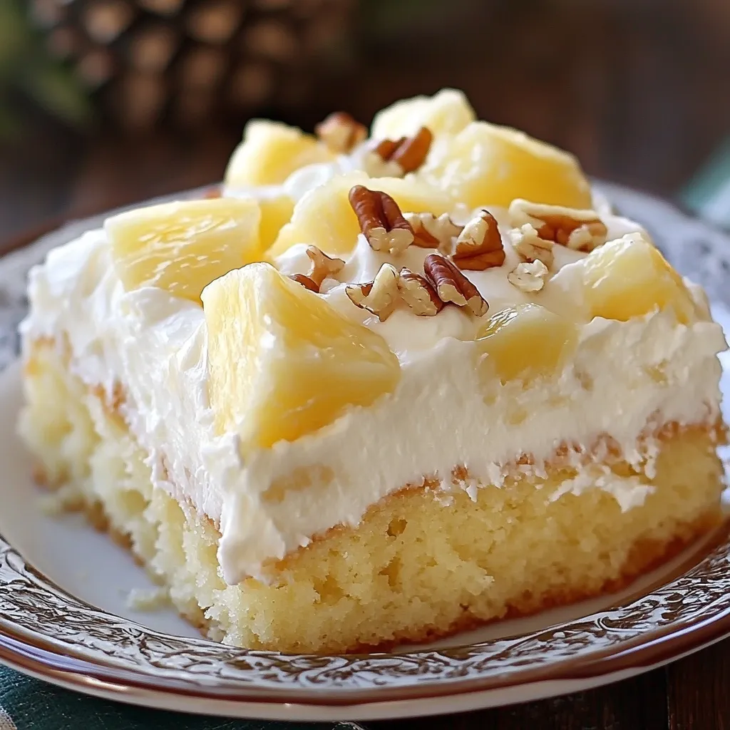 A slice of cake with white frosting and nuts on top.