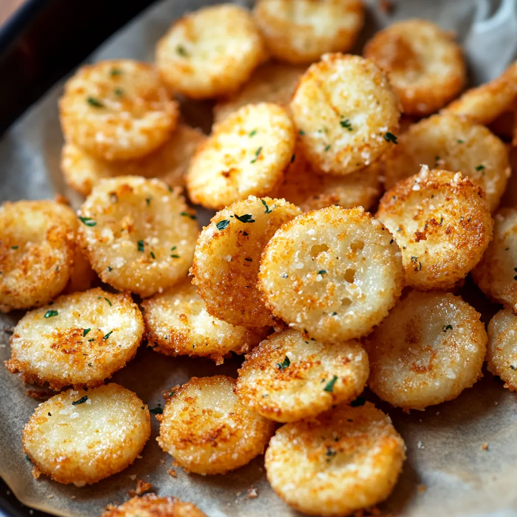 Garlic bread bits on a plate.