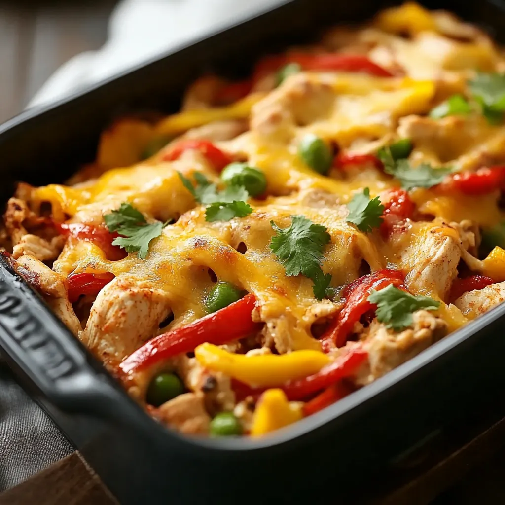 A dish of fajita chicken casserole.