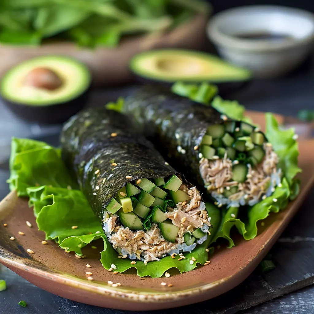 A plate of sushi with avocado and cucumber.