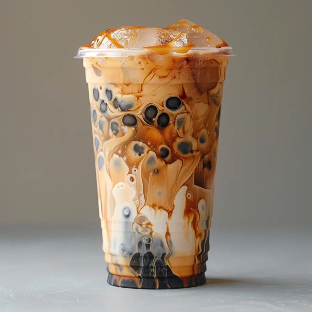 A cup of coffee with a black lid.